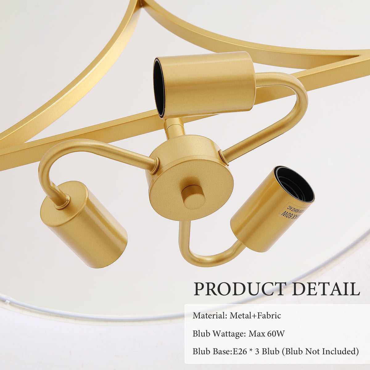 3-Light Gold Drum Pendant Ceiling Light