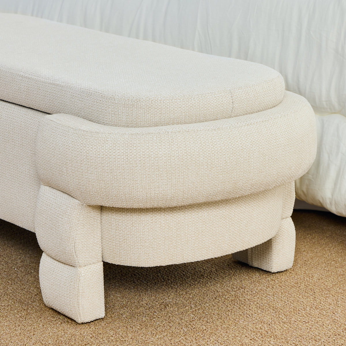 48.8" Chenille Storage Bench with Cushioned Seat