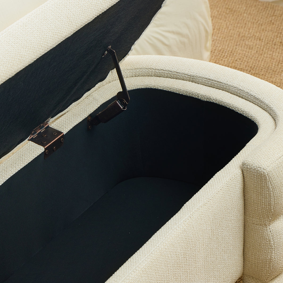 48.8" Chenille Storage Bench with Cushioned Seat