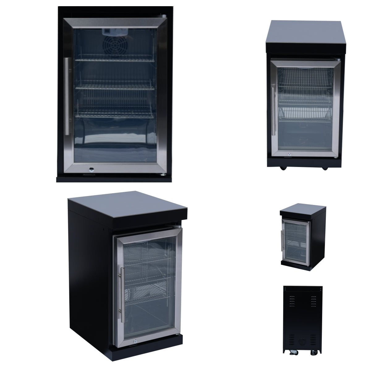 98" 4-Burner 72,000 BTU Stainless Steel Outdoor Kitchen Island Grill with Wine Cooler, Rotisserie & Storage