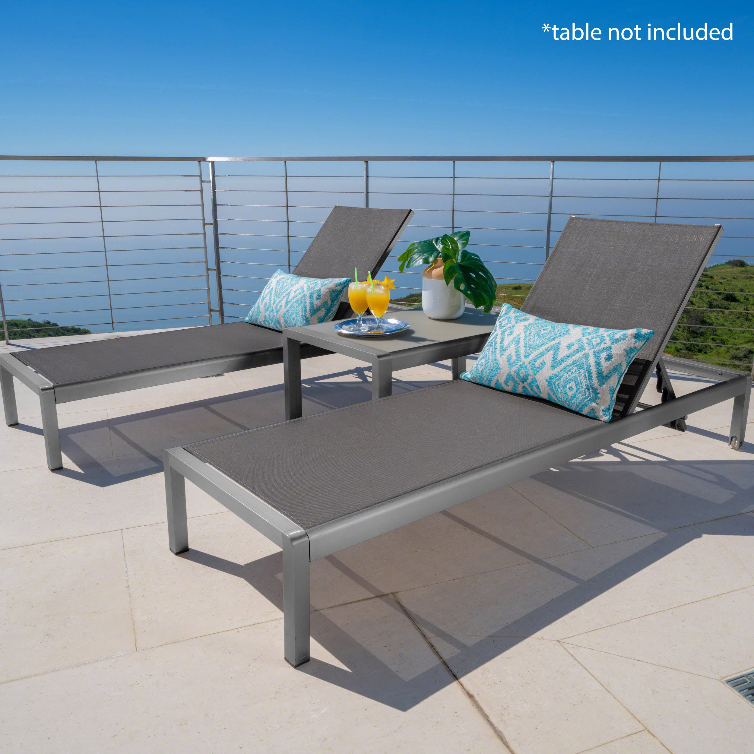 **Cape Coral Gray Chaise Lounge Chairs – Comfortable Outdoor Reclining Chairs, Set of 2**