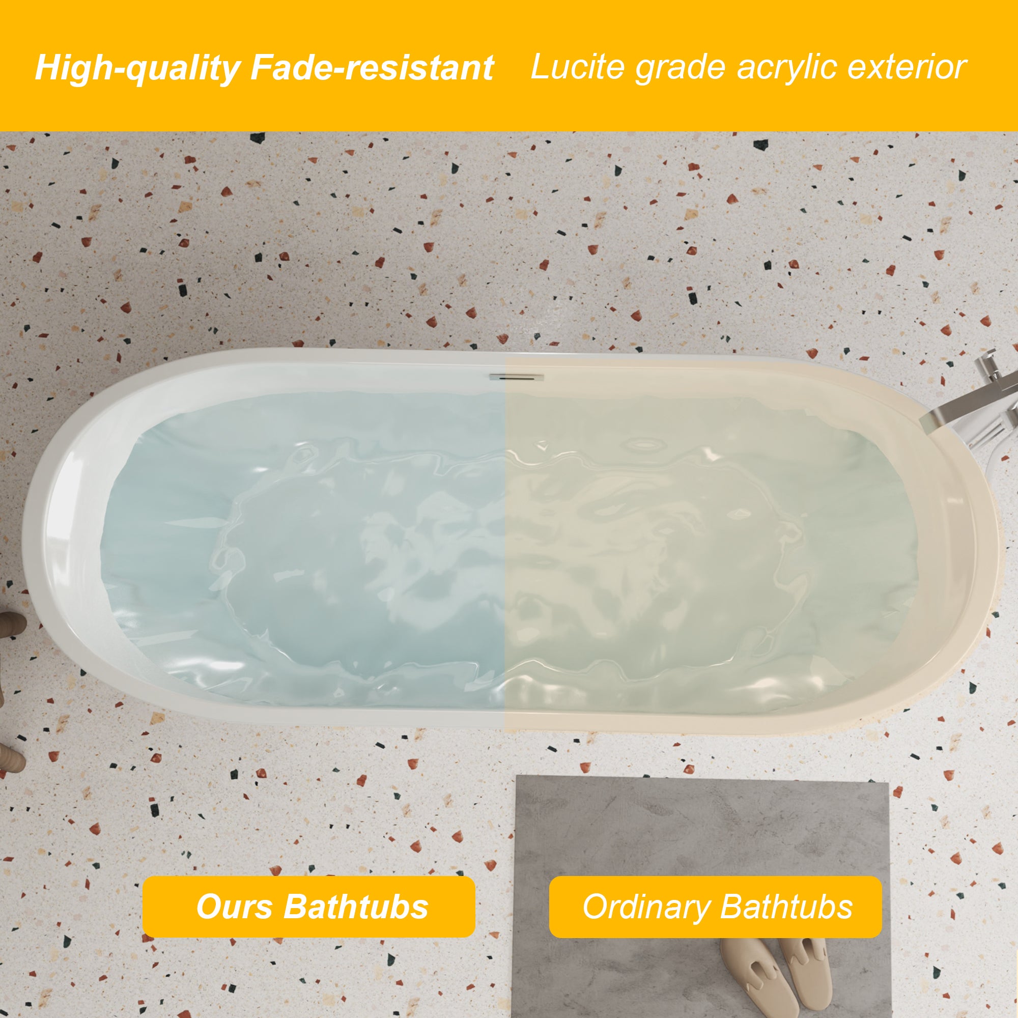 59" Acrylic Freestanding Bathtub – Diamond Pattern, Gloss White, Chrome Drain