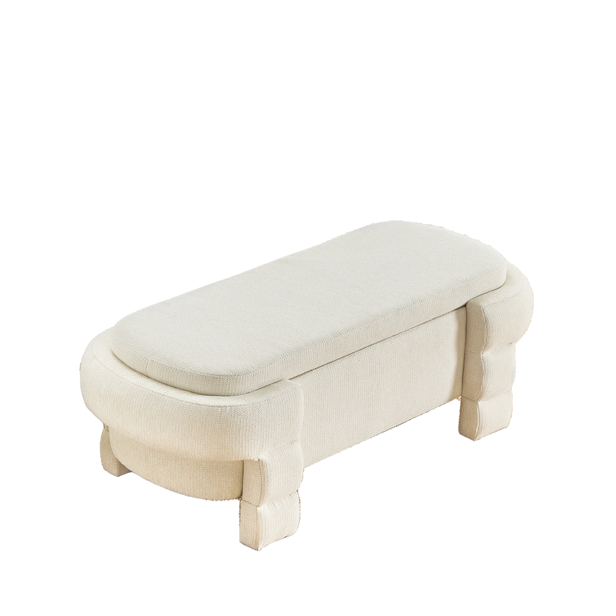 48.8" Chenille Storage Bench with Cushioned Seat