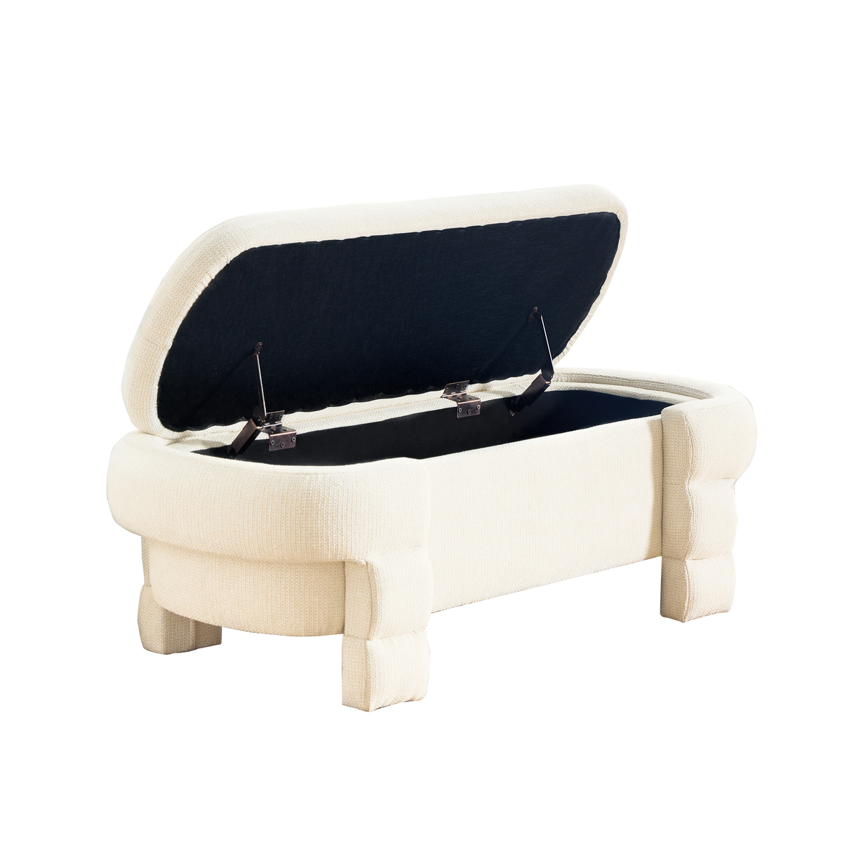 48.8" Chenille Storage Bench with Cushioned Seat