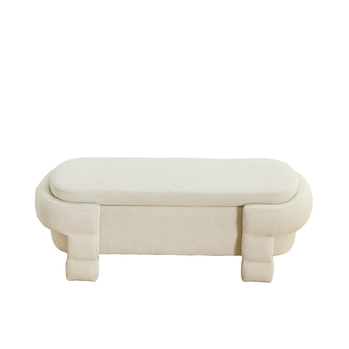 48.8" Chenille Storage Bench with Cushioned Seat