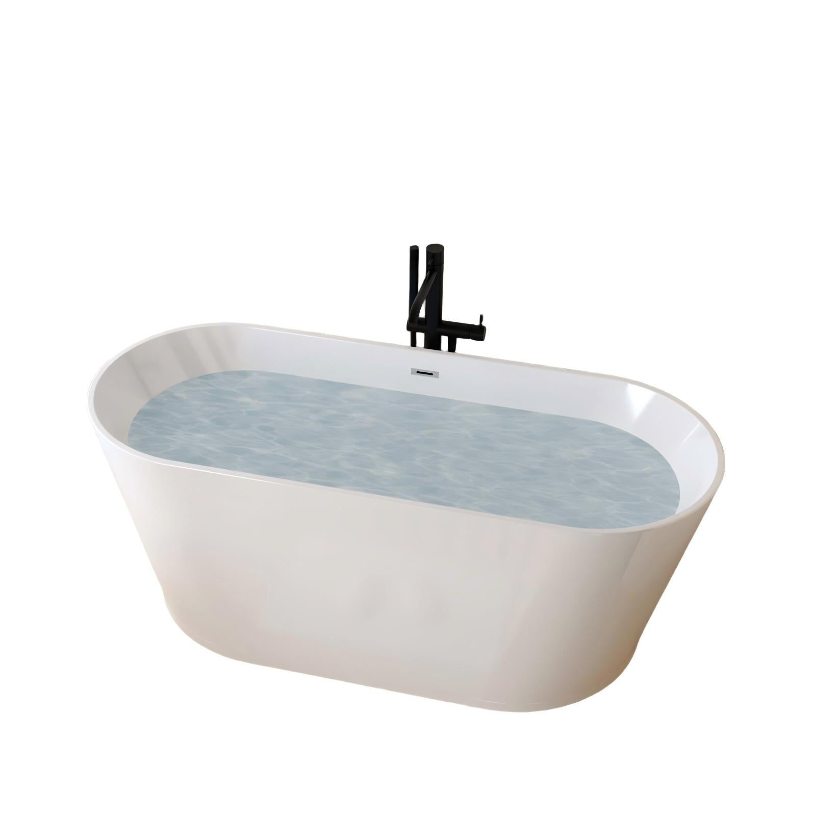 55" Acrylic Freestanding Soaking Bathtub with Chrome Drain