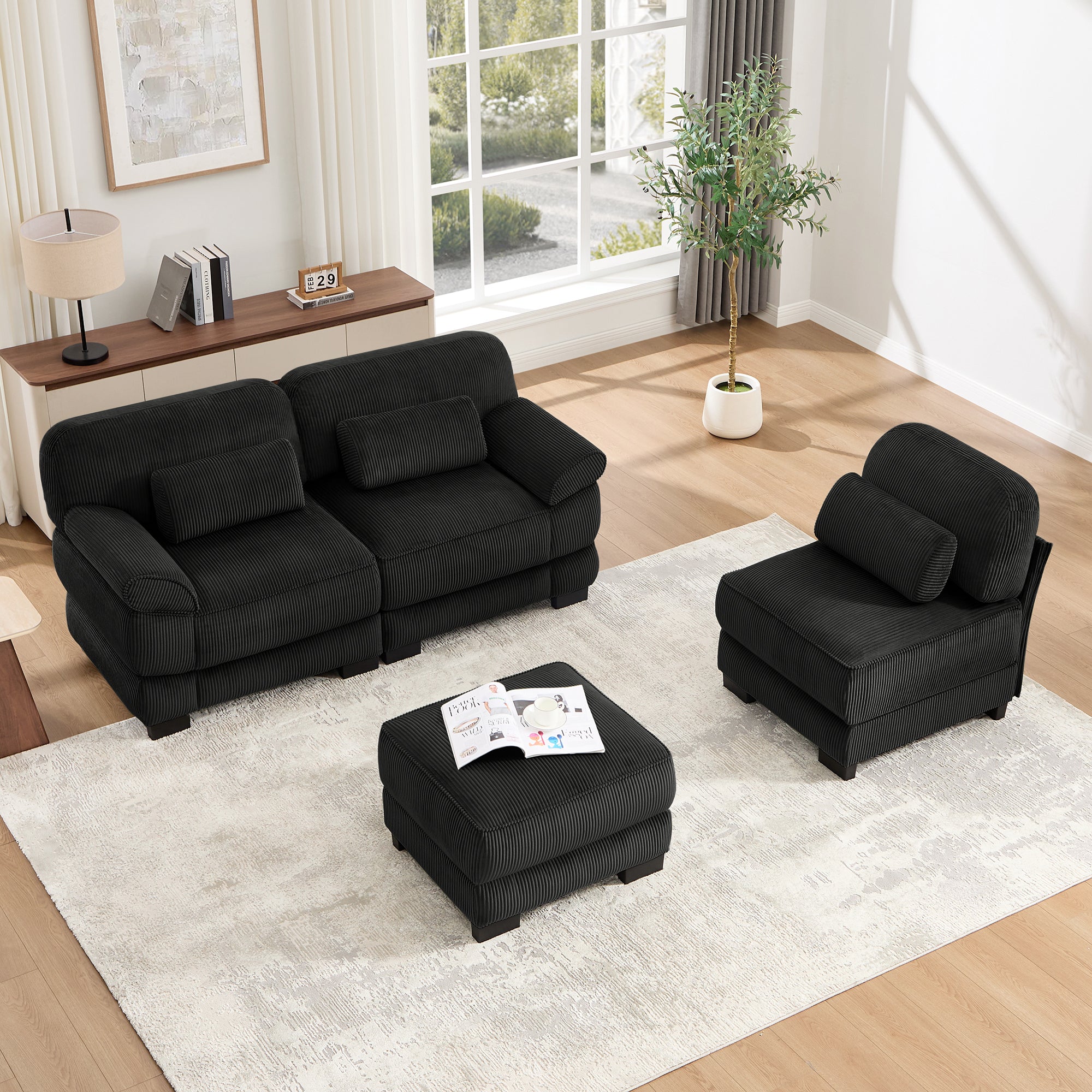Lunaro Luxe Ribbed Corduroy Modular Sofa