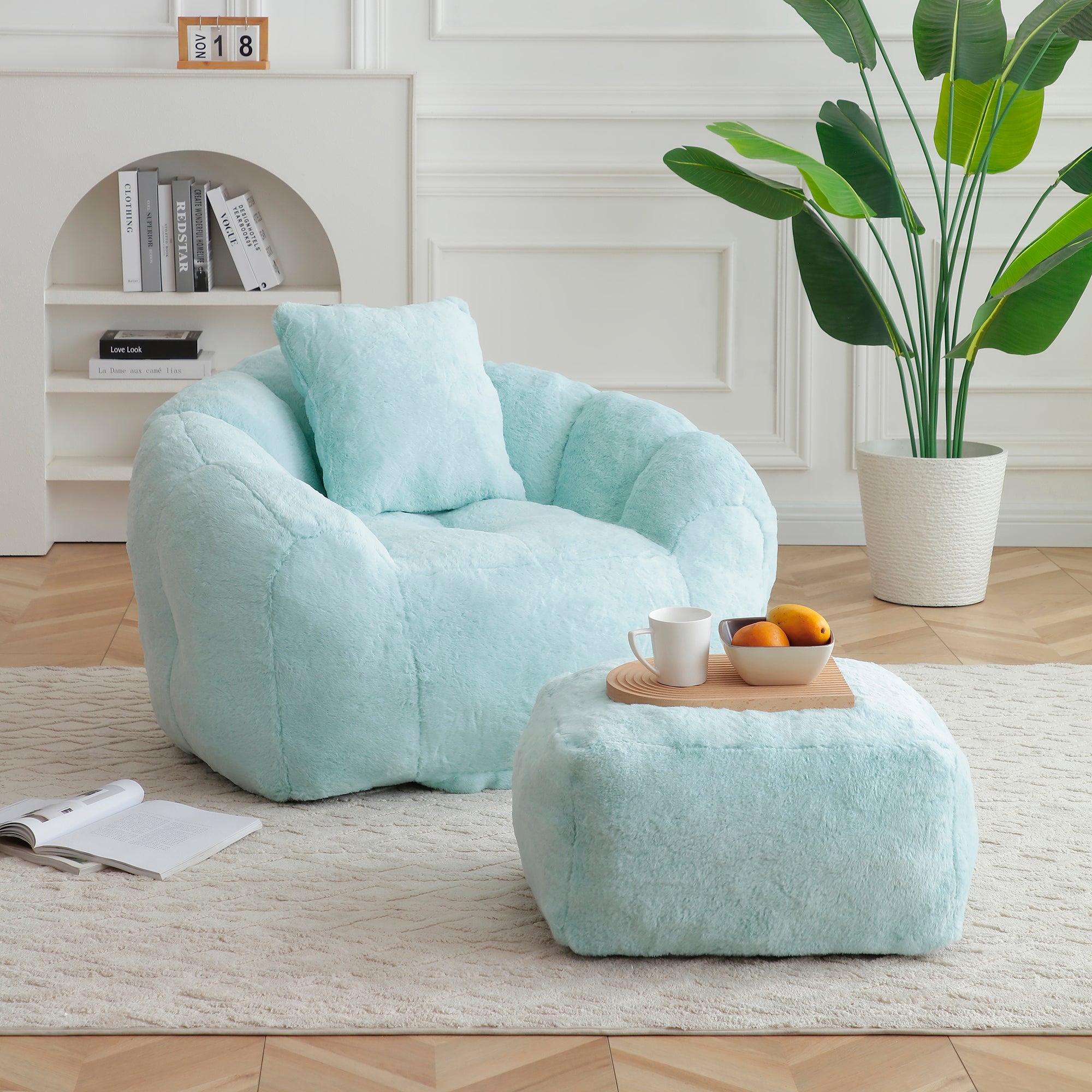 Foam Bean Bag Chair with Footrest