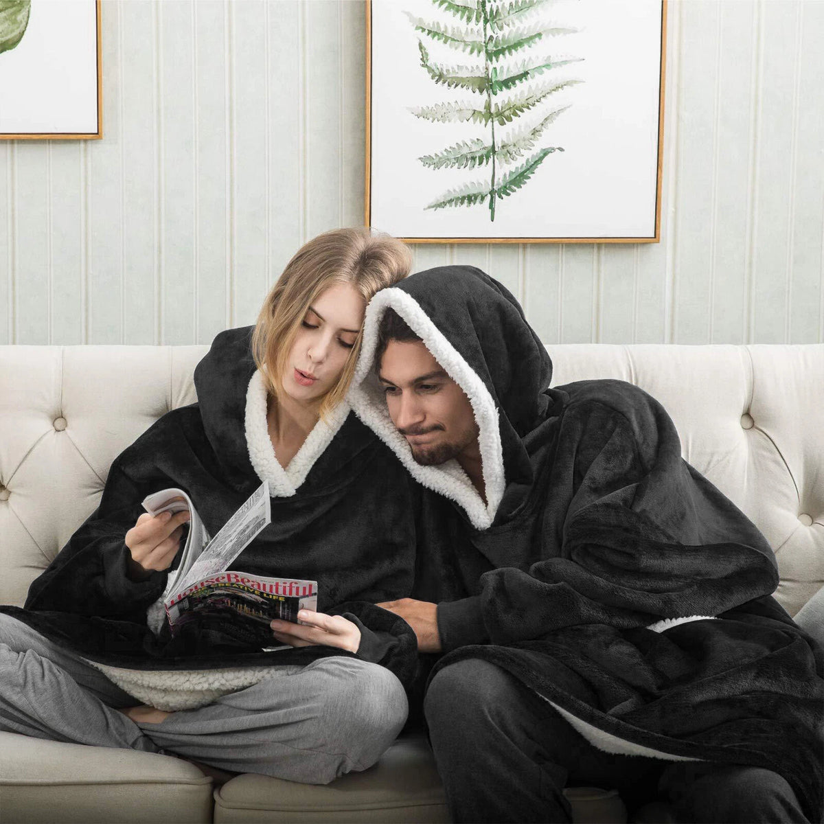 Oversized Hooded Wearable Blanket with Sleeves