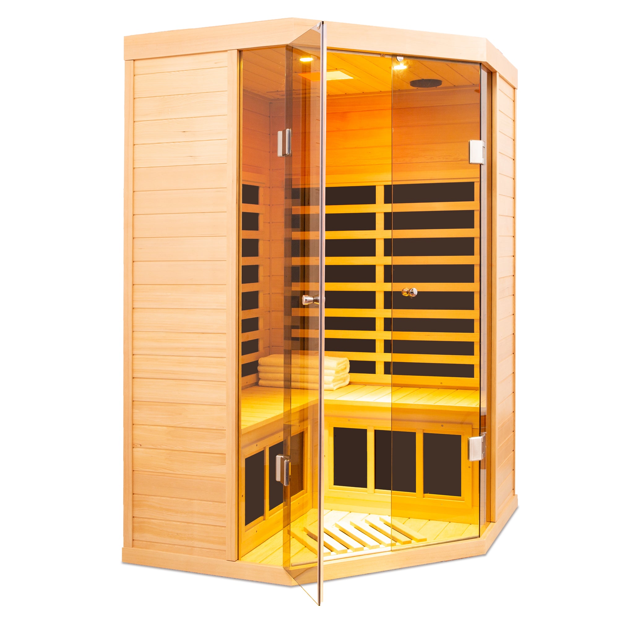 Deluxe Hemlock Corner Sauna Detail