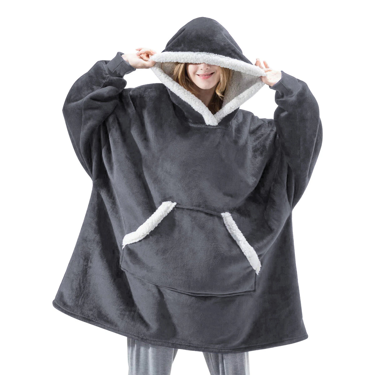 Oversized Hooded Wearable Blanket with Sleeves