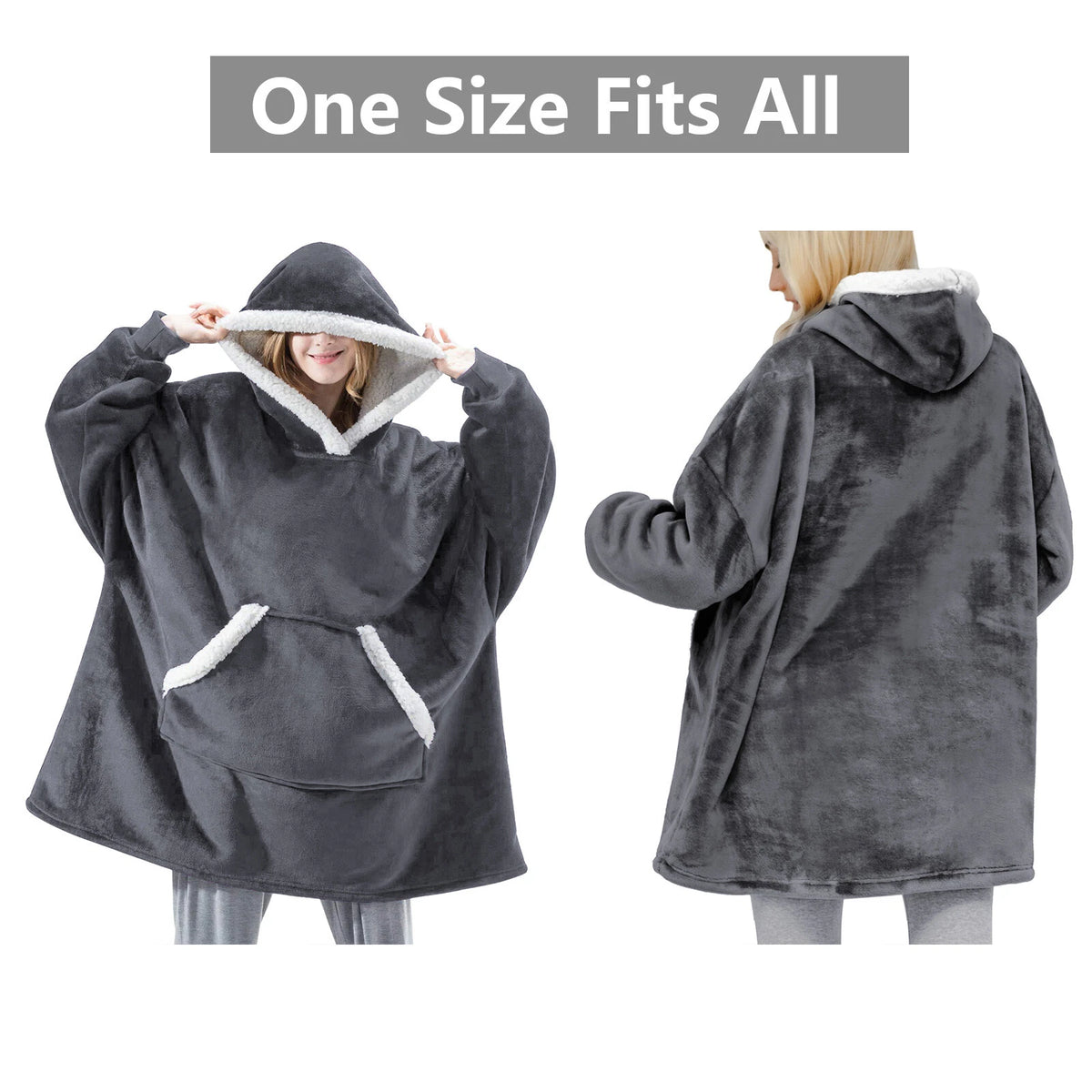 Oversized Hooded Wearable Blanket with Sleeves